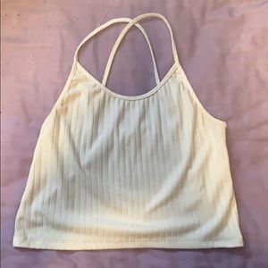 Simple white cross back tank top